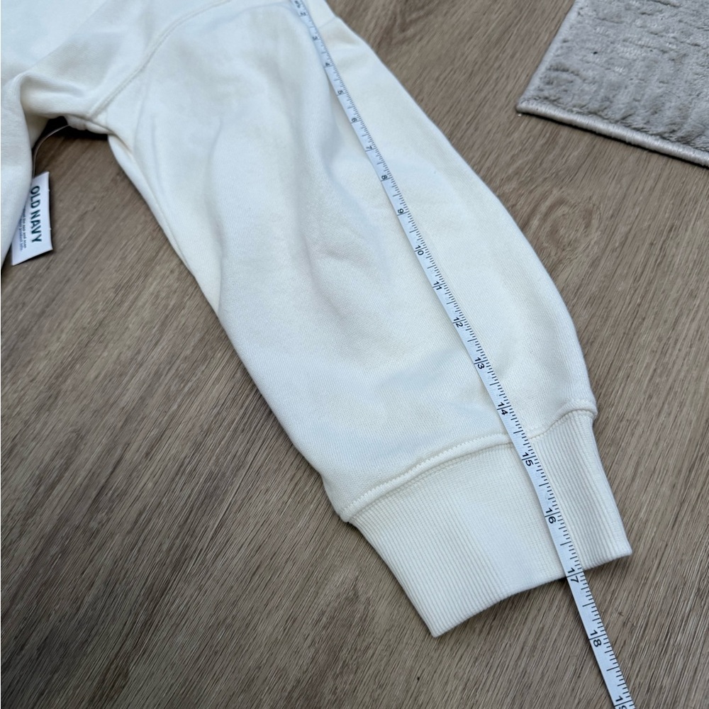 NWT Old Navy Fleece Lined White Collared Pullover Crop Sweater - Picture 7 of 9